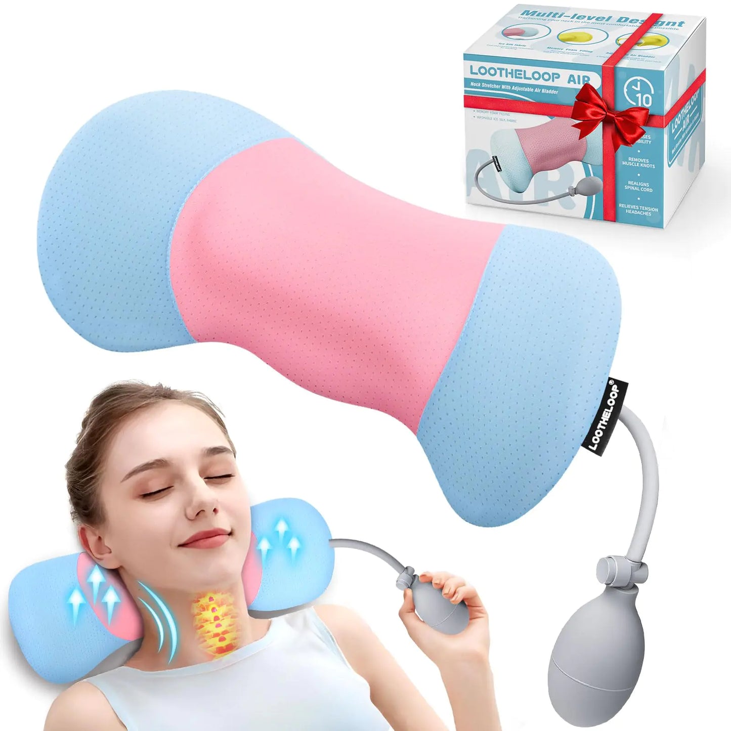 Adjustable Inflatable Neck-Stretcher Canada Designed Cervical Pillow for Neck Pain Relief Odorless Memory Foam Cervical Traction Device Ergonomic Neck and Shoulder Relaxer Christmas Birthday Gift