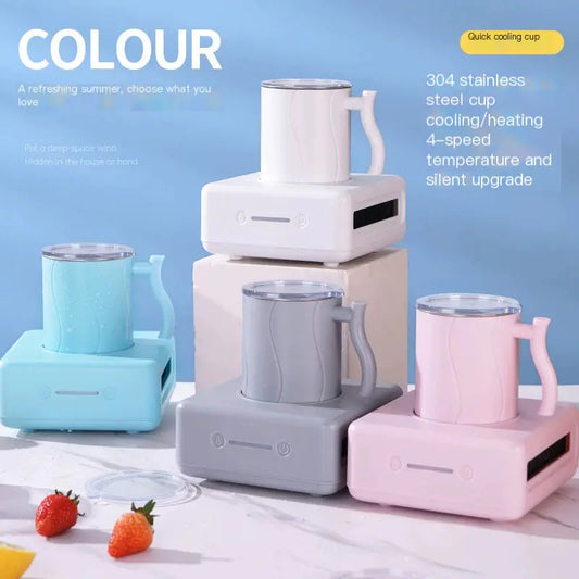 Portable Rapid Cooling Cup with Heating Coaster